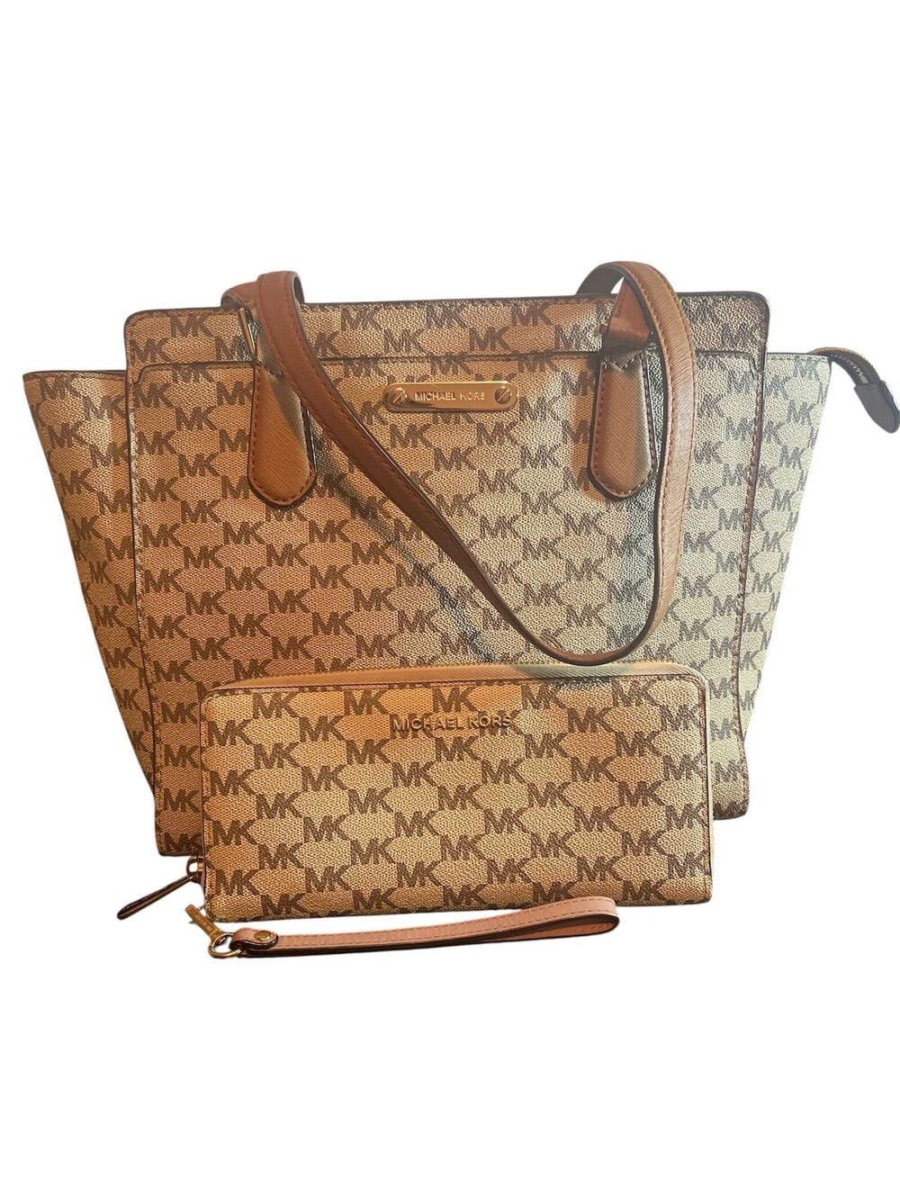 MK75. Michael Kors Dee Dee Medium or Large Signature Tote w/wallet